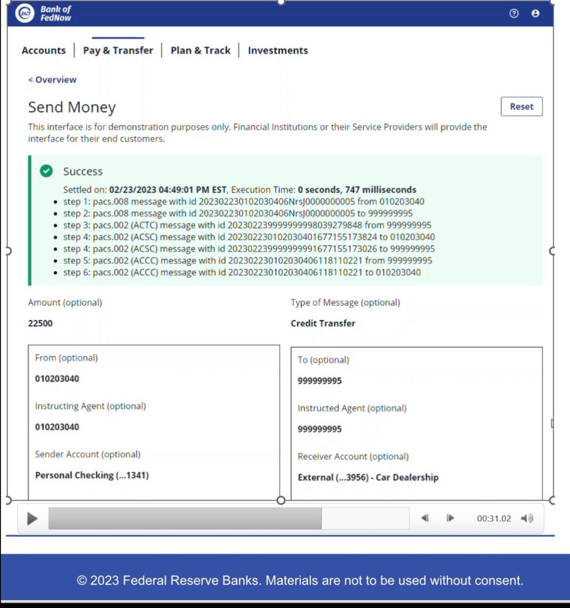 💥FROM FEDERAL RESERVE FEDNOW DEMO: IMMEDIATE = 747 MILLISECONDS 
6 STEPS OF PAYMENT,CLEARING,SETTLEMENT (pacs.) IN LESS THAN 1 SECOND💥