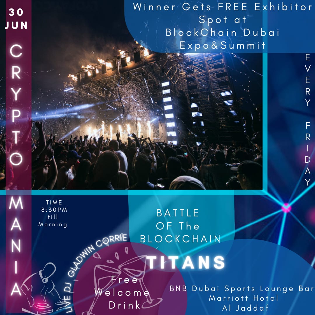 Join us for an exhilarating networking competition, Crypto Mania.       

Showcase your project for FREE and compete for FREE exhibitor spot in our grand Blockchain Dubai.

Plz register here :  eventbrite.com/e/663765429267 

#blockchain #NFT #Metaverse #CryptocurrencyMarket #DeFi