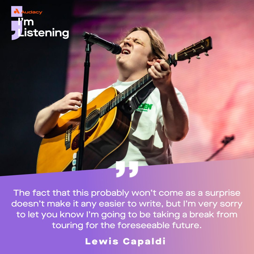 .@LewisCapaldi has announced he’ll be taking a step back from live performances after struggling with health challenges 💜

👉 More: auda.cy/44orrZ5