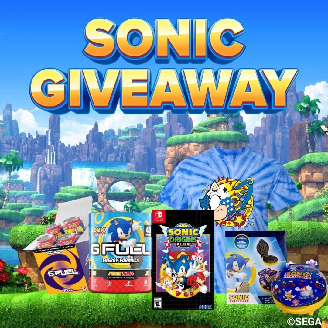 💙 𝗟𝗜𝗞𝗘 + 𝗥𝗧 + 𝗙𝗢𝗟𝗟𝗢𝗪 TO WIN THIS @sonic_hedgehog x #GFUEL EPIC PRIZE BUNDLE!!! Picking 2 winners later this week to celebrate SONIC ORIGINS PLUS! 🌀 🦔 💨 🛒 𝗦𝗛𝗢𝗣: GFUEL.com/products/sonic…