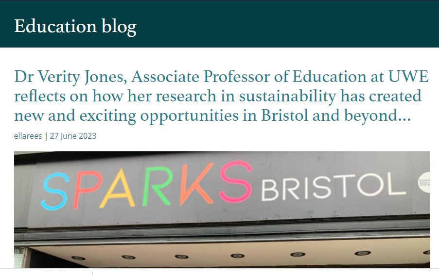 Look - new blog about my work in sustainability with <a href="/Sparks_bristol/">Sparks Bristol</a>  - and the importance of networks, partnerships and collaboration if you want to get something done! <a href="/UWE_Education/">UWE Education & Childhood Research Group (ECRG)</a> @GlobalGoalsCtre  blogs.uwe.ac.uk/education/dr-v…