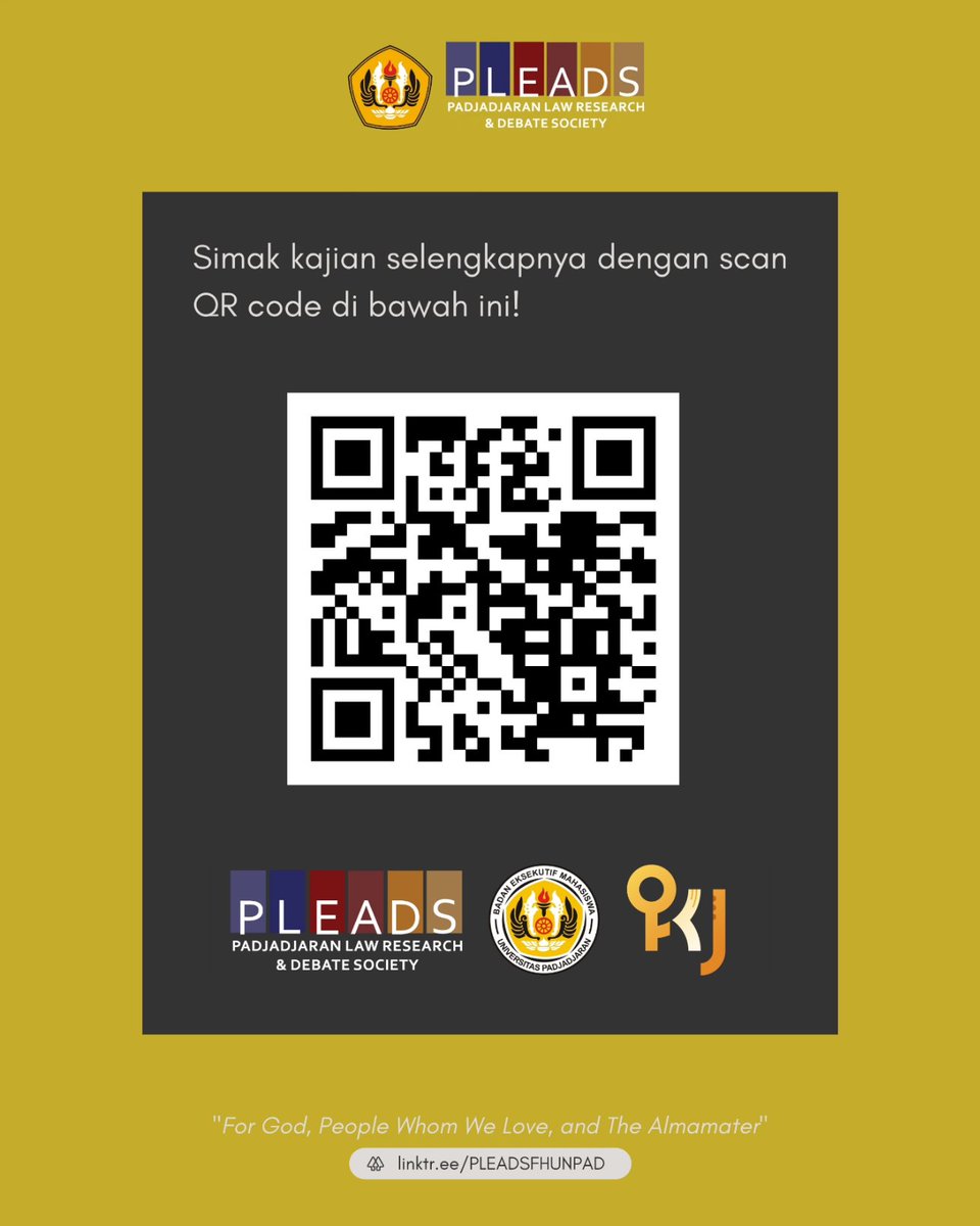 PLEADS_'s tweet photo. Penulis
Nadira Karisma Ramadanti (PLEADS)
Fadel Imam Muttaqin (PLEADS)
Alvin Ali Himawan (BEM KEMA UNPAD)
Kayla Baria Nandhita (BEM KEMA UNPAD)
Rakha Ananta (BEM KEMA UNPAD)

Narahubung: PLEADS FH Unpad (@pbk1075i)

For God, People Whom We Love, and The Almamater. https://t.co/vmGaKV5aCB