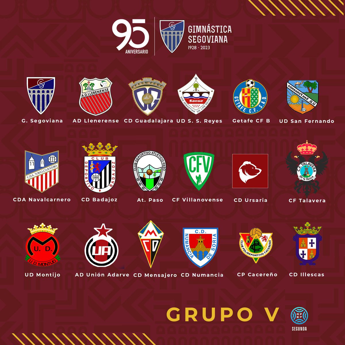 lagimnastica's tweet photo. 📢 Así  queda el Grupo V en @Segunda_RFEF 
Estos serán nuestros rivales para la temporada 23/24
#AúpaSego🔵🔴 https://t.co/q4x0PvaIPU