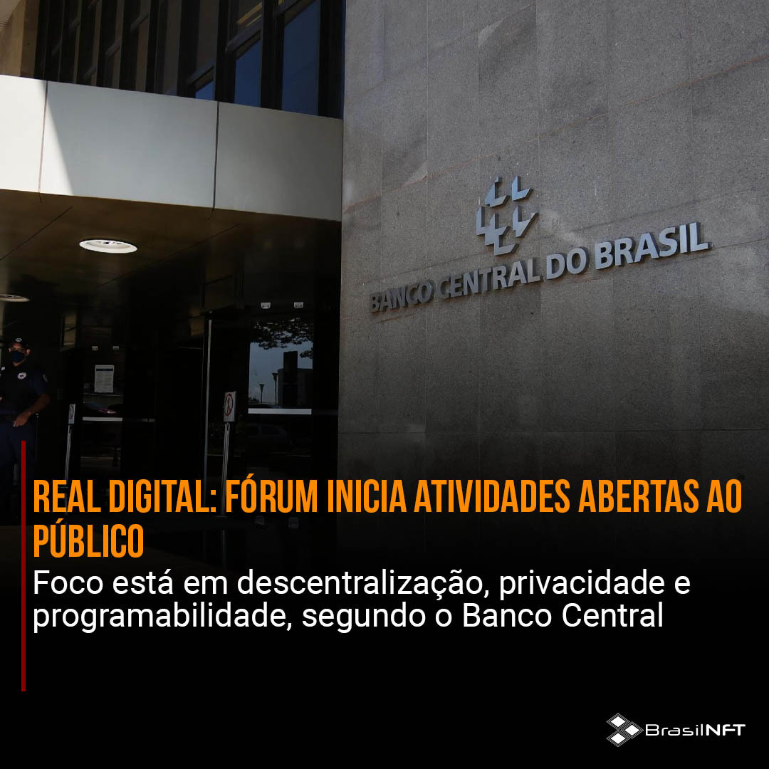 Real Digital: Fórum inicia atividades abertas ao público. Leia a matéria completa em nosso site. brasilnft.art.br #brasilnft #blockchain #nft #metaverso #web3.0 #realdigital #bancocentral