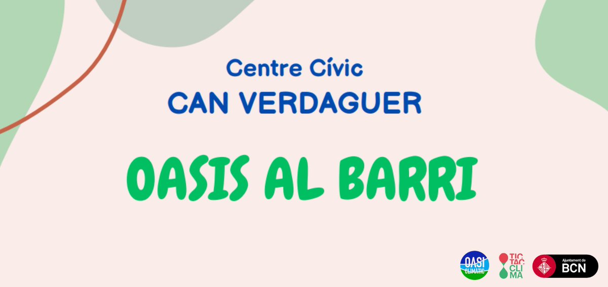 Com podem gaudir de llocs frescos a l’estiu? Què ens ofereix el nostre barri?🤔

📣 Descobreix-ho a la 2a sessió del projecte Oasis al Barri a #NouBarris! 

🗓 3 de juliol de 10 a 11:30 h 

📝 ow.ly/xYiV50OCOeU

#PlaClima22 #BcnSostenible <a href="/BCN_Ecologia/">BCN_Ecologia</a> <a href="/bcn_ajuntament/">Ajuntament de Barcelona</a>