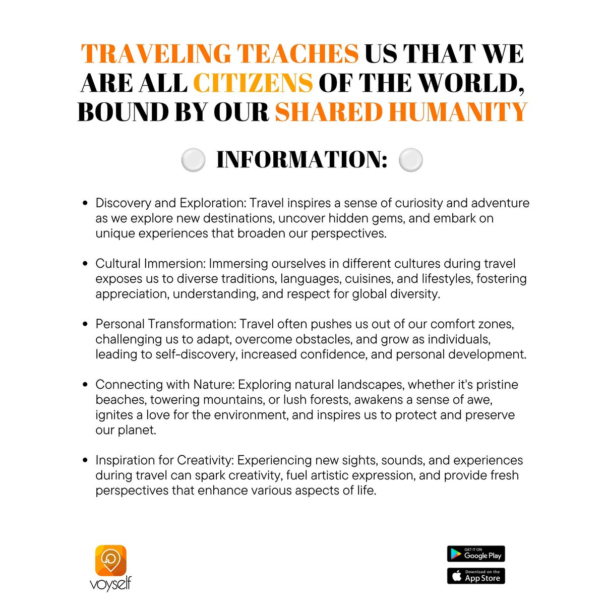 voyself's tweet image. Travel is a catalyst that sparks curiosity, personal growth, and cultural appreciation, inspiring us to embrace the beauty of the world and unlock our own creative potential.

Come with us on the voyage: voyself.com
.
#TravelInspiration #Wanderlust #DiscoverMore