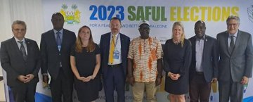 International Community Engage ECSL and NEW 
The 2023 Saful Elections has brought in the European Union in Sierra Leone Ambassador together with other development partners in meetings with @ECSalone and with @NewSierraLeone 
The EU Ambassador said 'EMBs and civil society...