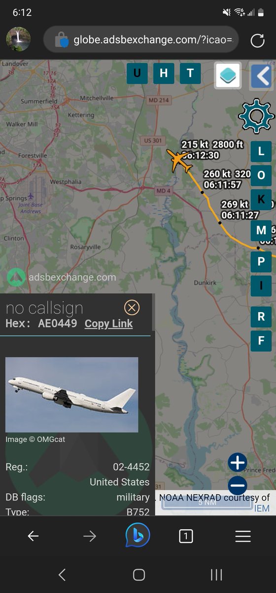 #AE0449 as ? Descending into Joint Base Andrews.