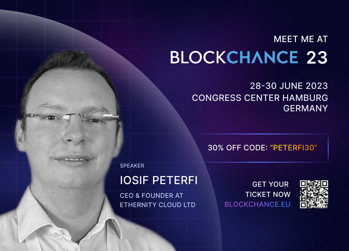Excited to announce our presence as speakers at Blockchance conference, June 28-30, 2023, Congress Center Hamburg. Get 30% off with code Peterfi30. Visit our booth to explore decentralized confidential computing. More info at blockchance.eu #Blockchance #EthernityCloud