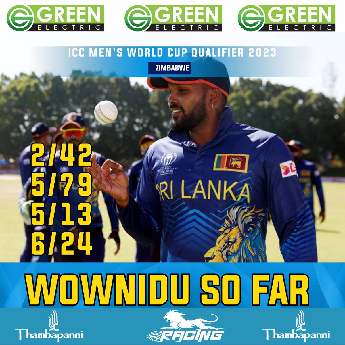 DanuskaAravinda's tweet photo. WOWINDU so far
18 Wickets just 4 games
#sportspavilionlk #CWC23 #SLvsSCO #ICCWorldCupQualifier https://t.co/3QACKNMS3n