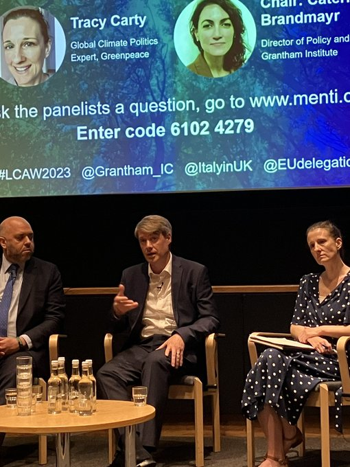 CSkidmoreUK's tweet image. Great to be speaking on effective net zero delivery alongside @COP28_UAE DG HE Majid Al-Suwaidi @EU_Commission lead climate negotiator Jacob Werksman and @GreenpeaceUK @TracyCarty at @Grantham_IC @EUdelegationUK @ItalyinUK #LCAW2023 @London_Climate event #CountdowntoCOP28