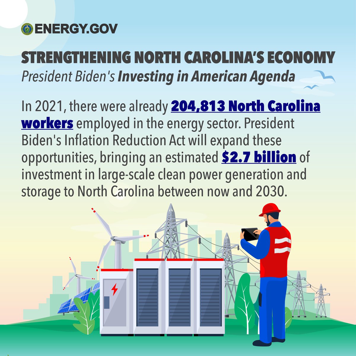 CeresNews's tweet photo. Hundreds of thousands of North Carolinians are already hard at work helping to bring down energy costs for communities across the state. Thanks to robust federal investments, North Carolina can expand its clean energy workforce and accelerate our nation’s clean energy transition. https://t.co/otPXVhfJUh