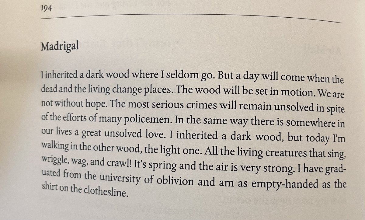 TOMAS TRANSTROMER The Great Enigma Robert Fulton, trans. ⁦@NewDirections⁩ The feeling “we are not without hope”prevails. We sing and skip, buoyed by “great unsolved love.” A moment among the living prevails when we “graduate” and see ourselves as a shirt hanging out to dry.