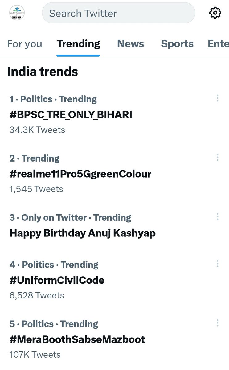 QuaisarShahid's tweet photo. No 1 TRENDING 
@yadavtejashwi
@manojkjhadu
@laluprasadrjd
@manojkjhadu
@RJDforIndia
@RJD_BiharState
@DileepY51270176
#BPSC_TRE_ONLY_BIHARI https://t.co/Jqb7J1EZHV