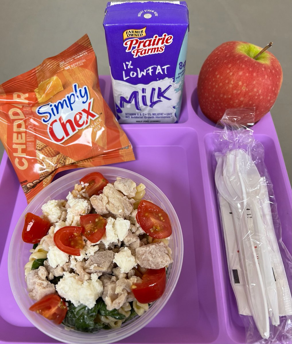Today's meal at all of our On-Site summer feeding sites is Chicken, Spinach &amp; Feta Pasta Salad with an apple, cheddar chex snack mix, and milk.

Meals are available for children 18 years of age and younger. Click here for a list of Summer Feeding sites fredfood.org/post/Summer-Me…