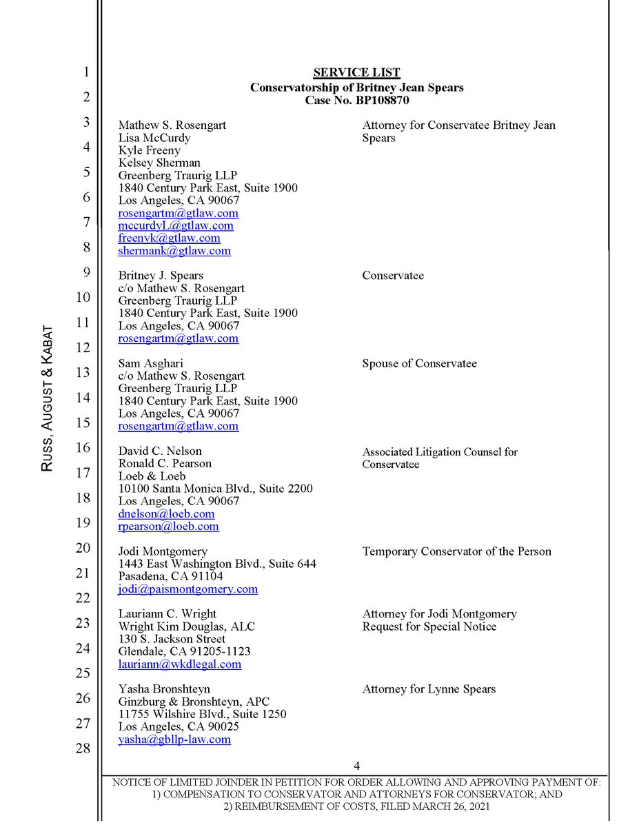 TSBrit114's tweet photo. Rosengart's Sam Asghari's lawyer? He never had a big role in the cship. Does he in the sealed care plan? Is he basically B's new conservator? This looks sus AF

Britney's named conservatee again (was former last time), yet still refer to Jodi as FORMER conservator
@SurpriseWitnes https://t.co/UNFLvl0qOT