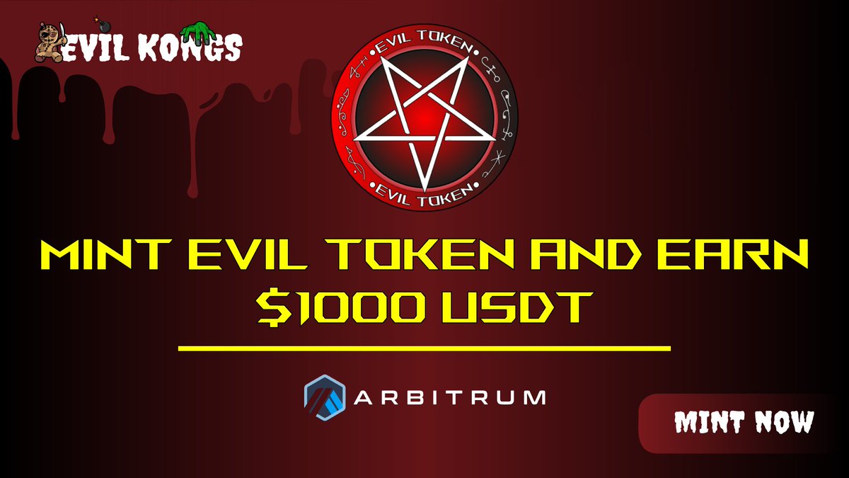 🚨Did you know that the Evil Kongs project has its own token on the Arbitrum network? You can mint it right now in the pre-sale, don't wait any longer!

🪙Pre-sale on▶️ evilkongs.art

Join to the Evil Side!
#NFTCommunity #Cryptocurrency #EvilToken #Arbitrum  
#TokenSale