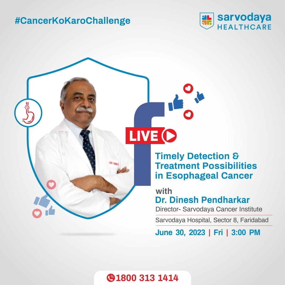 Sarvodaya_Care's tweet image. Join us for a #FacebookLiveSession on Timely Detection &amp;amp; Treatment Possibilities in #EsophagealCancer
Mark your calendars for Friday, 30th June, starting from 3:00 PM onwards.

#CancerKoKaroChallenge  #SarvodayaCancerInstitute #SarvodayaHealthcare