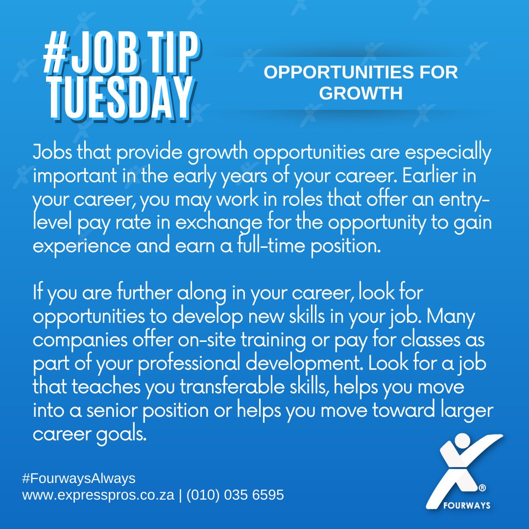 EFourways's tweet image. #JOBTIPTUESDAY

Opportunities For Growth

#JobTip #jobseekers #jobsearch #recruitment #jobsearching #jobhunt #employment #jobopportunity #recruitmentagency #staffingagency #ExpressProsFourways #FourwaysAlways
#StaffingExperts #PuttingAMillionPeopleToWork