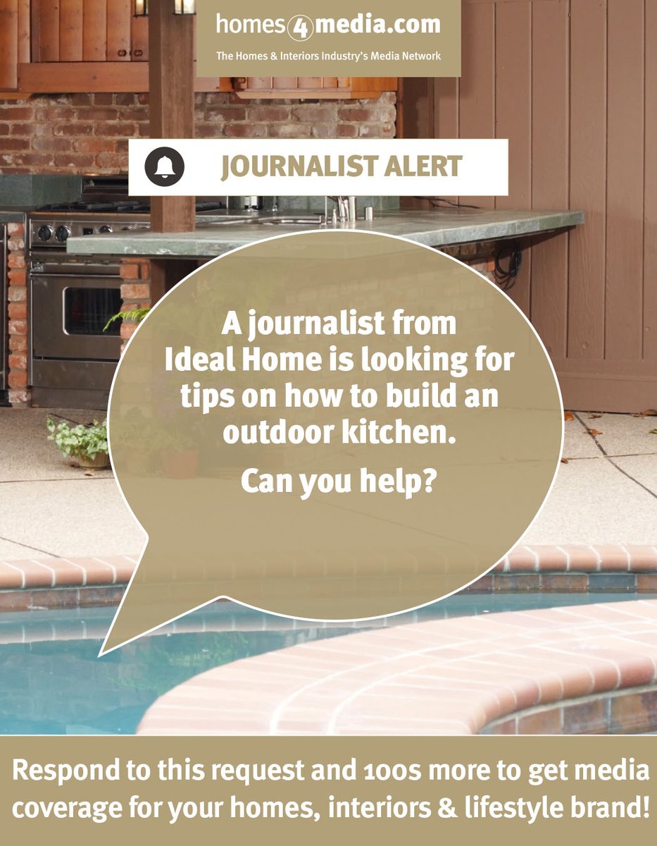 🏡 A journalist from Ideal Home is looking for tips on how to build an outdoor kitchen. Can you help?

➡️ Respond directly to the journalist on Homes4Media: homes4media.com

#Journorequest #OutdoorKitchen