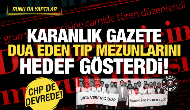 Ankara Yıldırım Beyazıt Üniversitesi Tıp Fakültesi’nden mezun olan öğrencilerin camide dua etmesi Cumhuriyet gazetesini rahatsız etti.

Gazete, “mezuniyet duası” etkinliği düzenleyen öğrencileri hedef gösterdi. bit.ly/3NvZpUJ