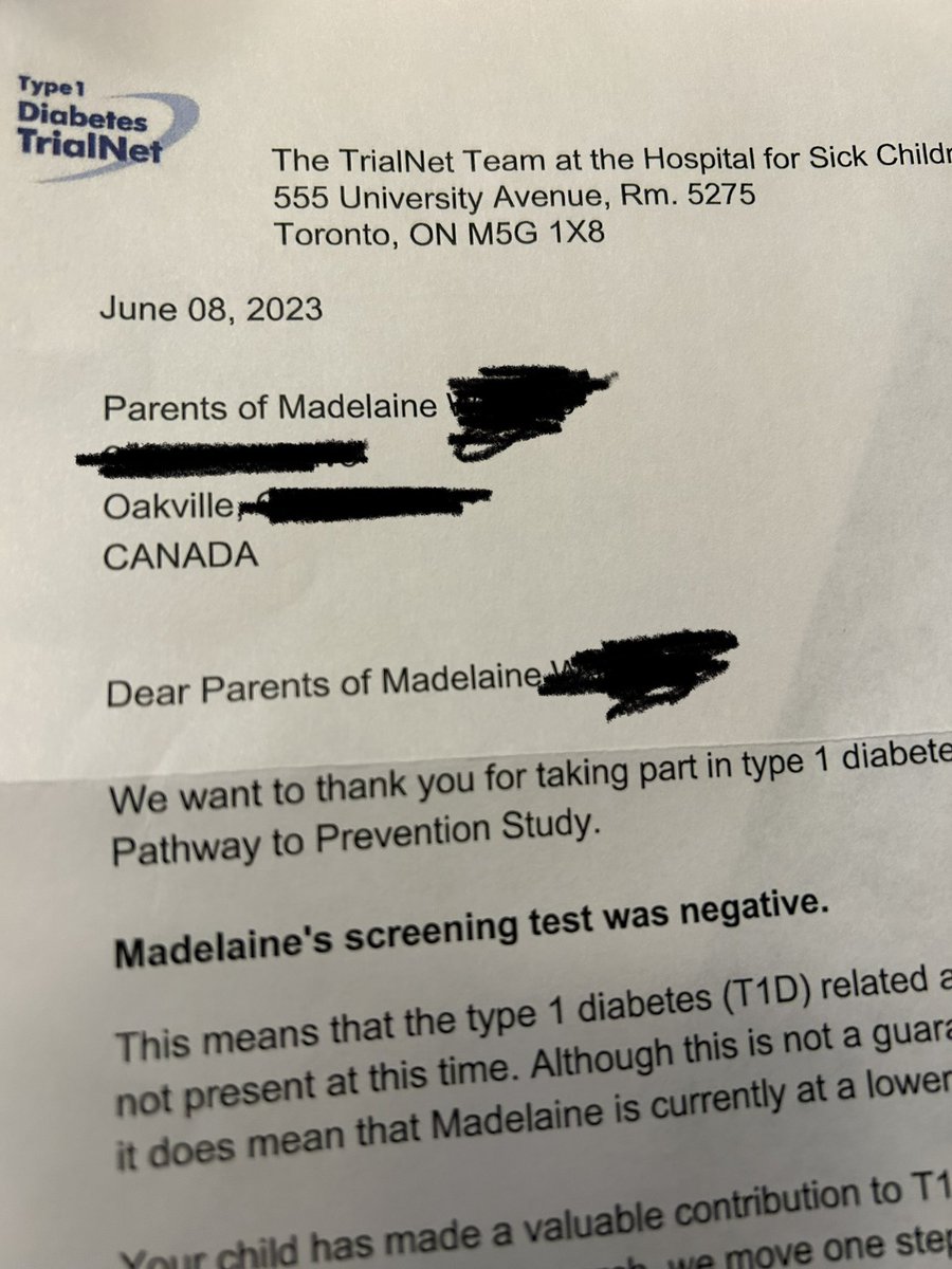 freeszya's tweet image. Today we got our #trialnet results back for my eldest. So far, no antibody markers for #T1D! Thanks to all the researchers doing great work to help progress with prevention, treatments and hopefully a cure for #diabetes
