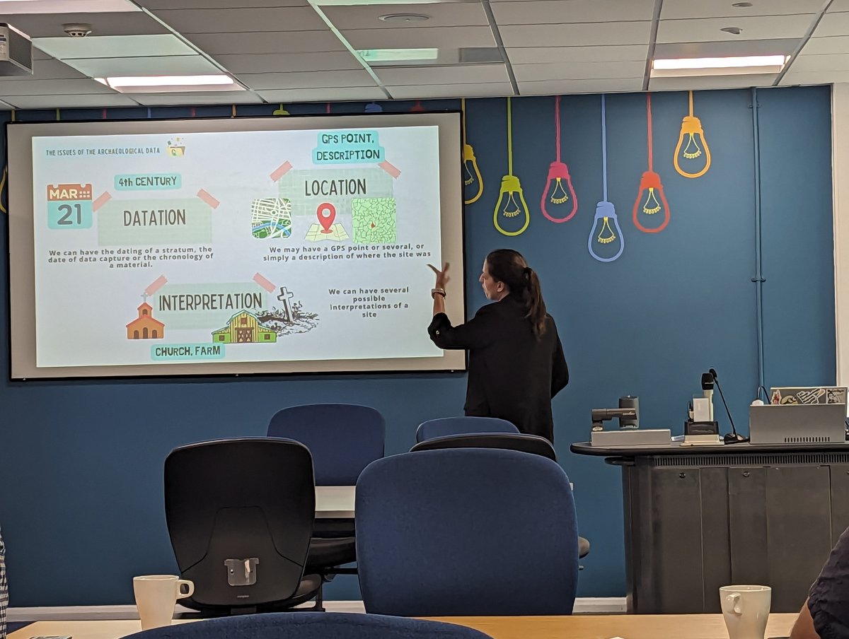 material_lives's tweet photo. We're having a thrilling workshop! Right now, Leticia Tobalina-Pulido from INCIPIT is showcasing tools for Archaeological data structuring and exploratory spatial analysis #Archaeology #DataAnalysis #SpatialExploration" https://t.co/6nv58NT0Sb