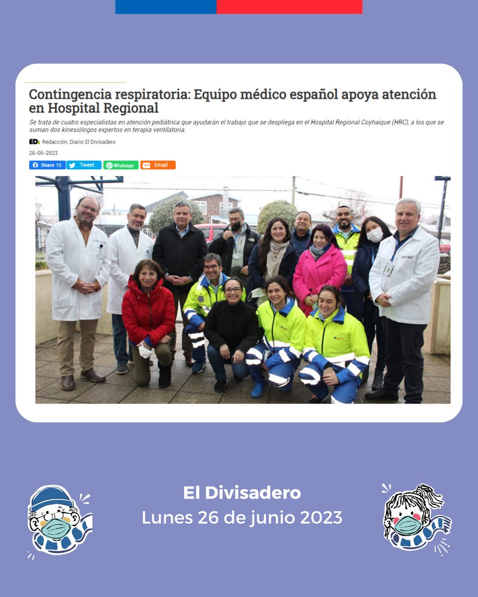 Cuatro profesionales españoles especialistas en atención pediátrica arribaron a la región de Aysén para fortalecer el trabajo de la UTI pediátrica y servicio de urgencia del Hospital Regional Coyhaique  🏥

Revisa la nota completa 📲 eldivisadero.cl/_noticia/Conti…