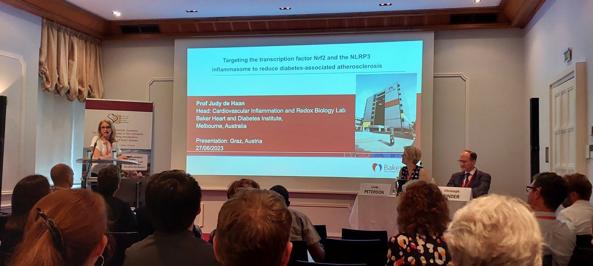 Wonderful talk on Nrf2 and NLRP3-inflammasome in diabetes-associated atherosclerosis by <a href="/Judy_deHaan29/">Prof Judy de Haan</a> . <a href="/Soc_HrtVasMetab/">Society for Heart and Vascular Metabolism</a> <a href="/BakerResearchAu/">Baker Institute</a> . #SHVM2023 <a href="/rebeccahritchie/">Prof Rebecca Ritchie</a>