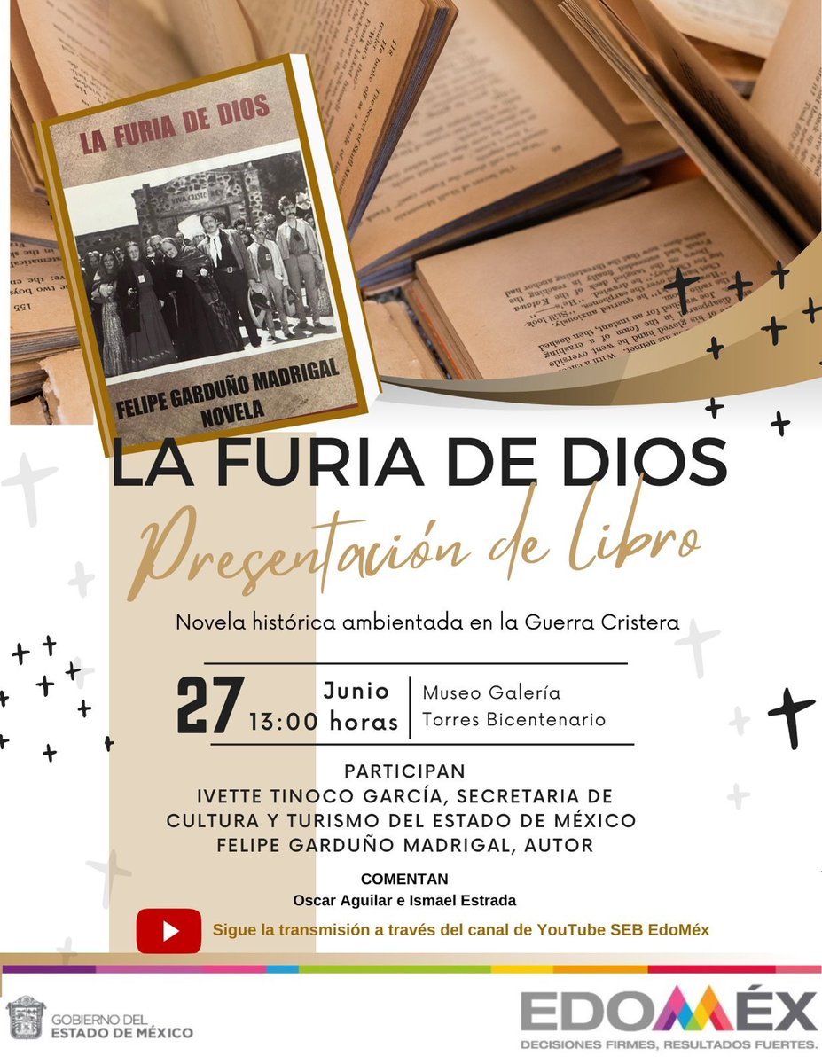 TinocoGRogelio's tweet photo. #Libros

 @SeducEdomex-@SEB_Edomex @CulturaEdomex 
#PresentaciónDeLibro

"La Furia de Dios", novela histórica de Felipe Garduño Madrigal.
@ivetiga, @iestrada31, Oscar Aguilar, y el autor.

Hoy martes 27 de junio, 13:00🕐 

https://t.co/RusjiMc7ux https://t.co/hAVkCOLvta