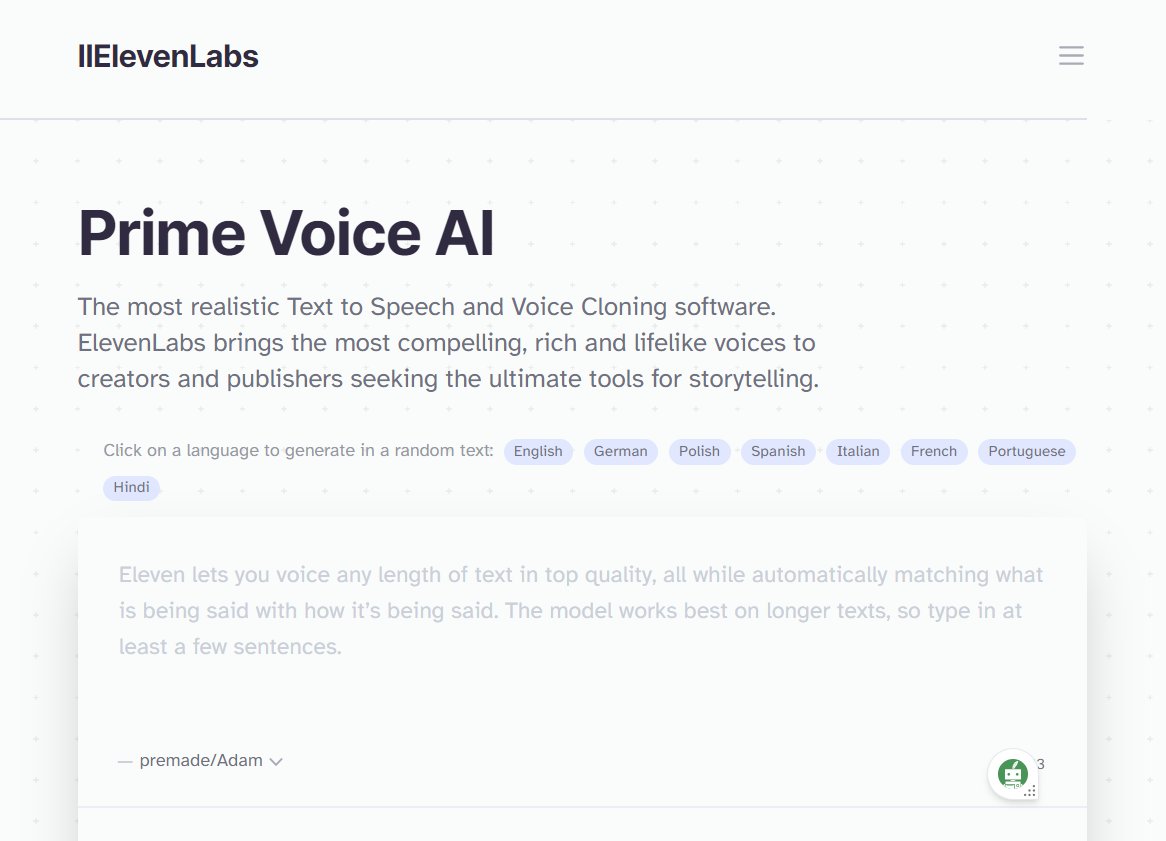 4️⃣ ElevenLabs 🎙️

beta.elevenlabs.io

- Realistic human-like audio generation
- Free for up to 10,000 characters per month
- Change voices or access the API for advanced use