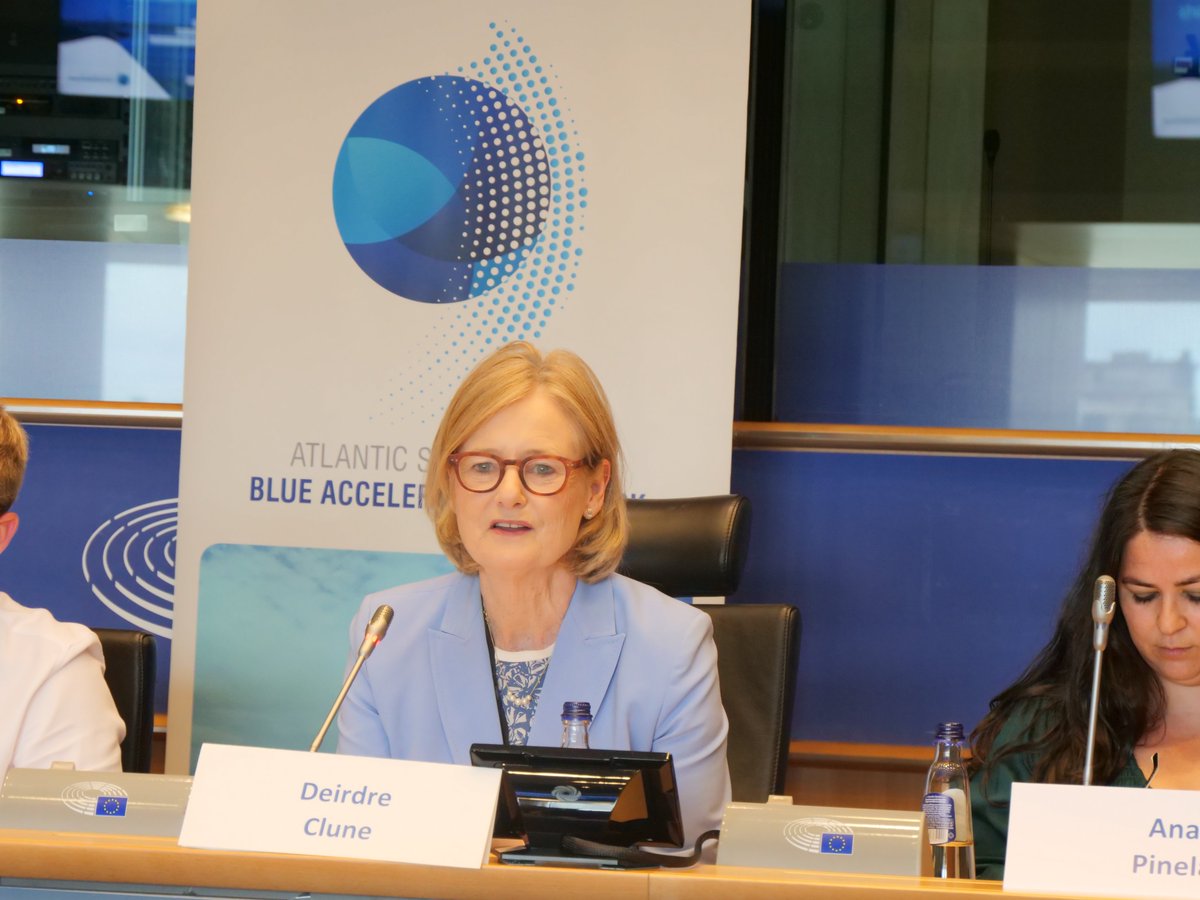 🔴Greetings from the <a href="/Europarl_EN/">European Parliament</a>!

<a href="/DeirdreCluneMEP/">Deirdre Clune</a>, SEArica Vice-Chair for the #Atlantic, opens today’s discussion.

Stressing the importance of Blue Economy for the #GreenDeal, she recalls the central role of #ports to move towards a carbon-free economy across Blue sectors. 🍃