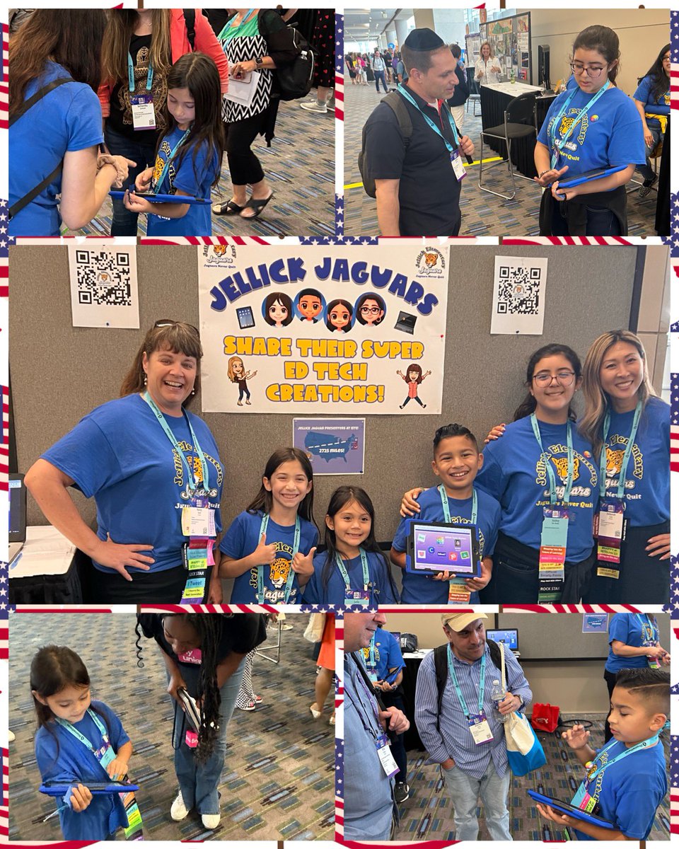 Amazing and super @JellickJaguar student presenters at #ISTELive23! Showing off what they do with @Seesaw @WeVideo @BookCreatorApp and more! @RowlandSchools