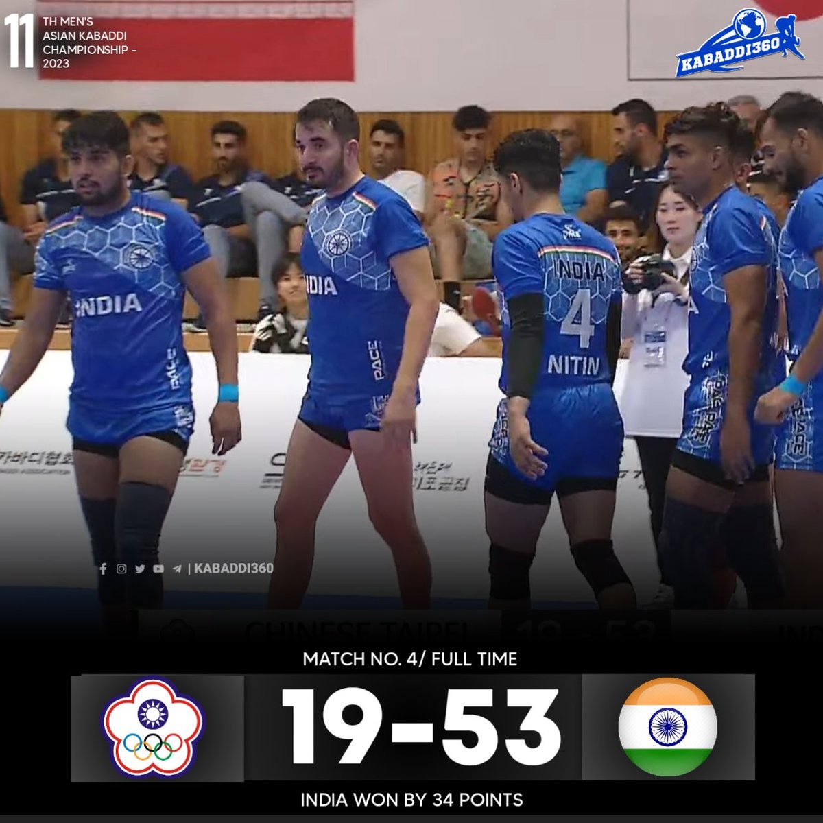 Back to back wins for Team India in 11th AKC-2023
🇮🇳😍
.
.
.
.
#IndianKabaddiTeam 
#IndiavsChiniseTaipei
#asiankabaddichampionship2023 
#11thasiankabaddichampionship2023 
#kabaddi360