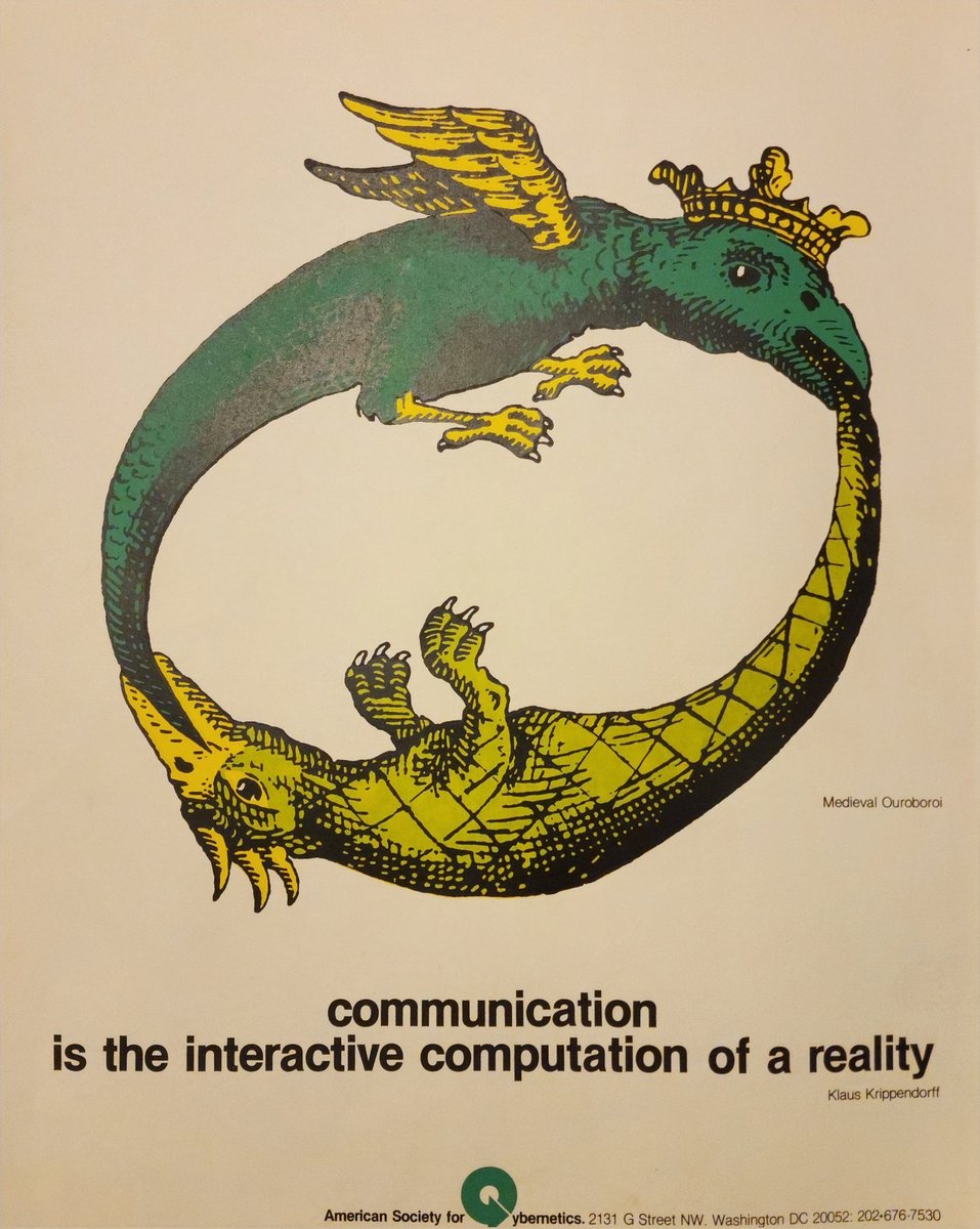 David_Gunkel's tweet photo. "Communication is the interactive computation of a reality" - Klaus Krippendorff
Poster from the American Society of Cybernetics (ASC). With thanks to @sd_marlow 
#communication #AI #HMC https://t.co/uuDJg4MX0G