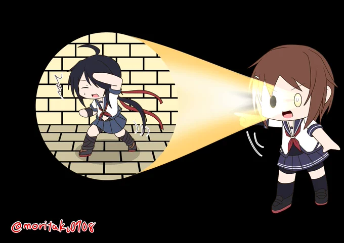 古鷹の探照灯 古鷹の目はサーチライトのように活躍します。 トレンドになっていたので描いてみました。 #艦これ #古鷹 #加古