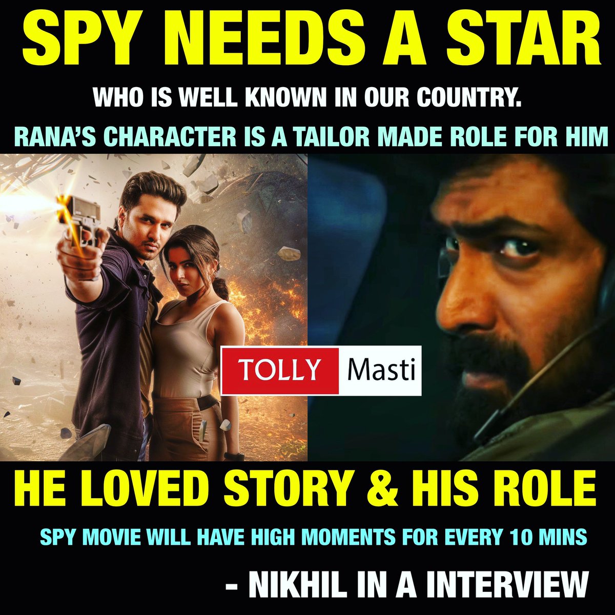 Hype 🔥🔥⏳⌛️⏳🥵
#SPYMovie #Nikhil #Ranadaggubati 

@actor_Nikhil @Ishmenon @Garrybh88 @tej_uppalapati @anerudhp #Edentertainments #KRajashekarreddy