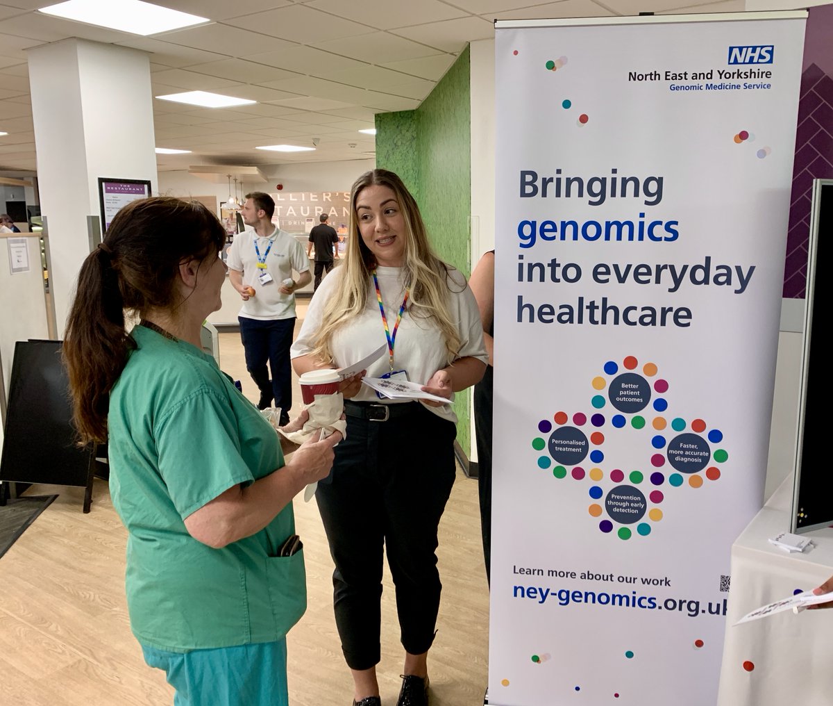 NEYGenomics's tweet photo. Have you had a #genomic conversation with us today? We've been talking to everyone we can on our third Genomics Roadshow at Barnsley Hospital today, raising awareness and hearing from you about the impact that genomics is having on jobs, and on lives. https://t.co/zhJIBfkgdr