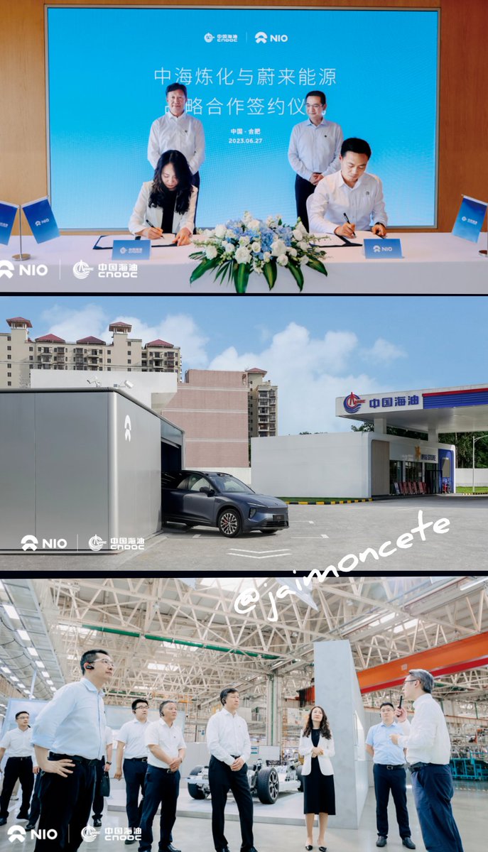 jaimoncete's tweet photo. $NIO June 27th, NIO Energy and China National Offshore Oil Refining & Chemical Corp. sign a landmark strategic cooperation agreement to work together building charging infrastructure and SWAP STATIONS. Historic Agreement with the launch of the first joint SWAP STATION in Huizhou https://t.co/JHERnDp7ds
