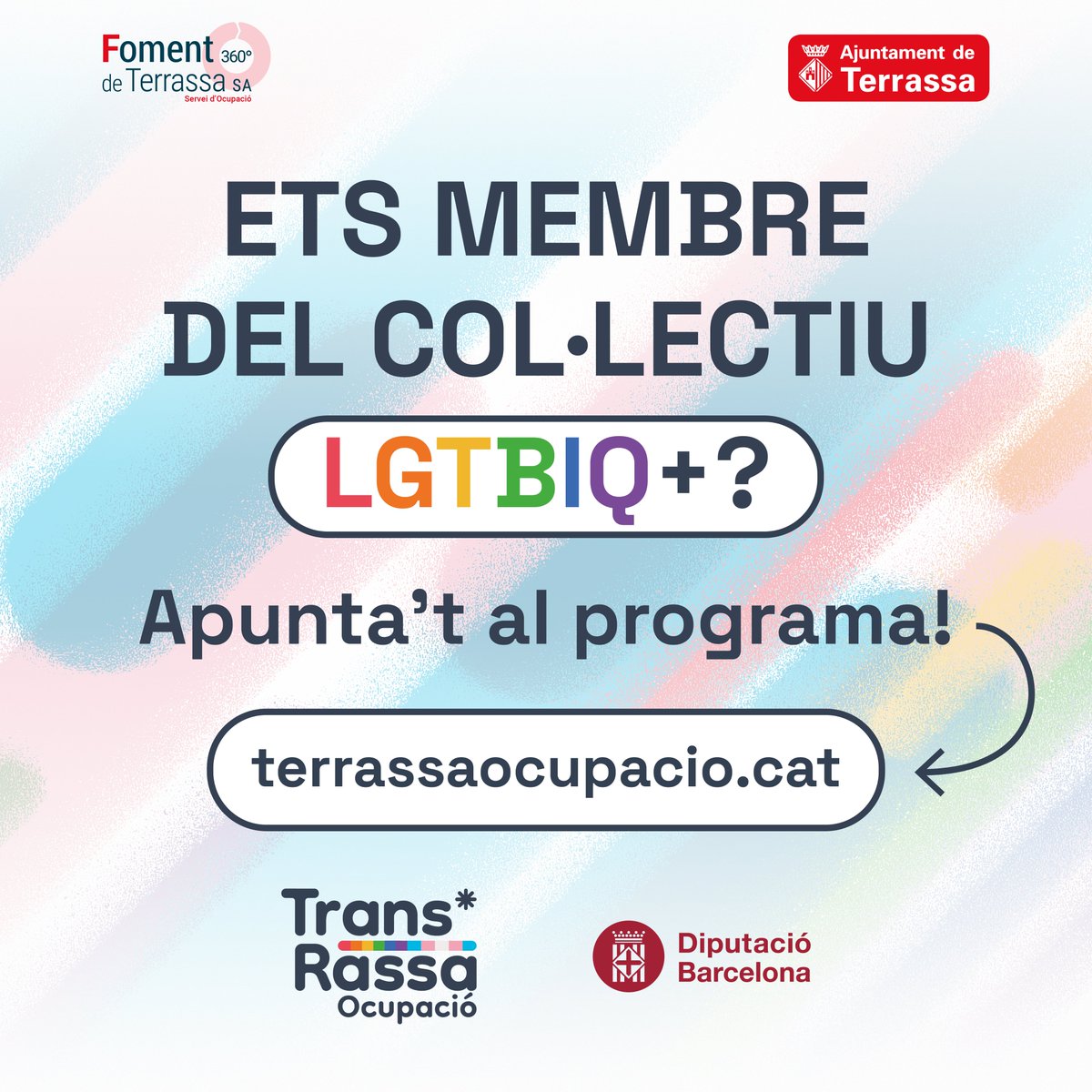 TrsOcupacio's tweet photo. 🏳️⚧️ #TransRassaAmbOrgull 🏳️🌈
Ets membre del col·lectiu #LGTBI i busques feina?
👉 Uneix-te o comparteix amb qui creguis que li pugui interessar!
https://t.co/ys9ibDCzFC https://t.co/g8cNJKhn3w