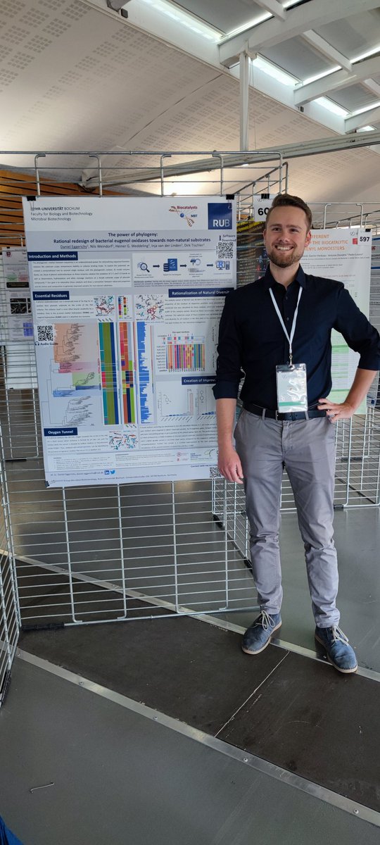 @ArturMaier14, @melodyhaarmann and @DEggerichs are enjoying the #BioTrans2023 conference aboard in La Rochelle. Highlighting their work with posters about #biocatalyticdiversity, #kineticresolution and #sequencefunctionrelation.

@dfg_public @ruhrunibochum @grk2341 @TischlerLab