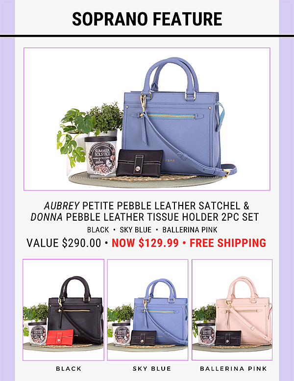 SopranoHandbags's tweet photo. SOPRANO FEATURE - Best Deal of the Week!
Introducing the brand new AUBREY Petite Pebble Leather Satchel, the best fashion choice for a petite woman.
VALUE $290.00.  NOW $129.99 with Free Shipping.
Shop SOPRANO FEATURE >> https://t.co/7RQgNAoHx2 https://t.co/oZb9UWXSqD