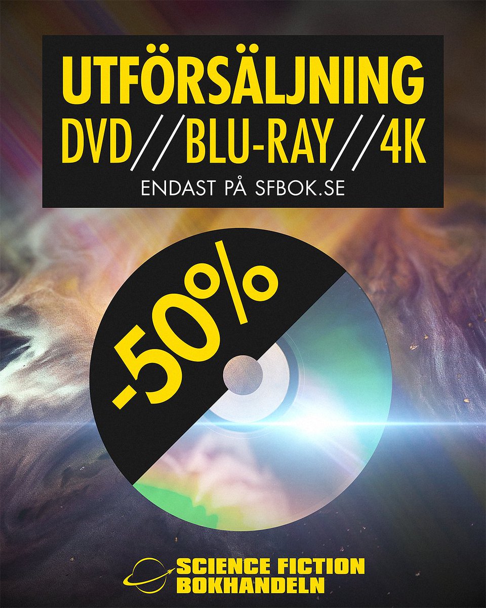 UTFÖRSÄLJNING DVD - ALLT SKA BORT
Nu har vi utförsäljning (och 50% rabatt) på alla DVD:er, Blu-ray och 4K på sfbok.se. Rean endast gäller online och de varor som tar slut kommer inte komma in i sortimentet igen. Det är först till kvarn som gäller!