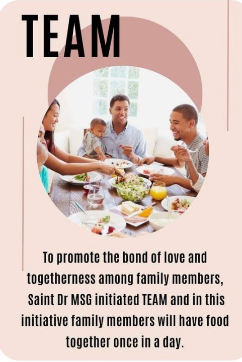 #TEAM- Initiative to Strengthen Family Bonds! 150th Welfare Initiative by Revered Saint Dr. MSG
#FamilyMeal isn't just about the food, it's about the love and laughter shared around the table.#EatingTogether is a key to happiness! #FamilyTime increases #PowerOfTeam