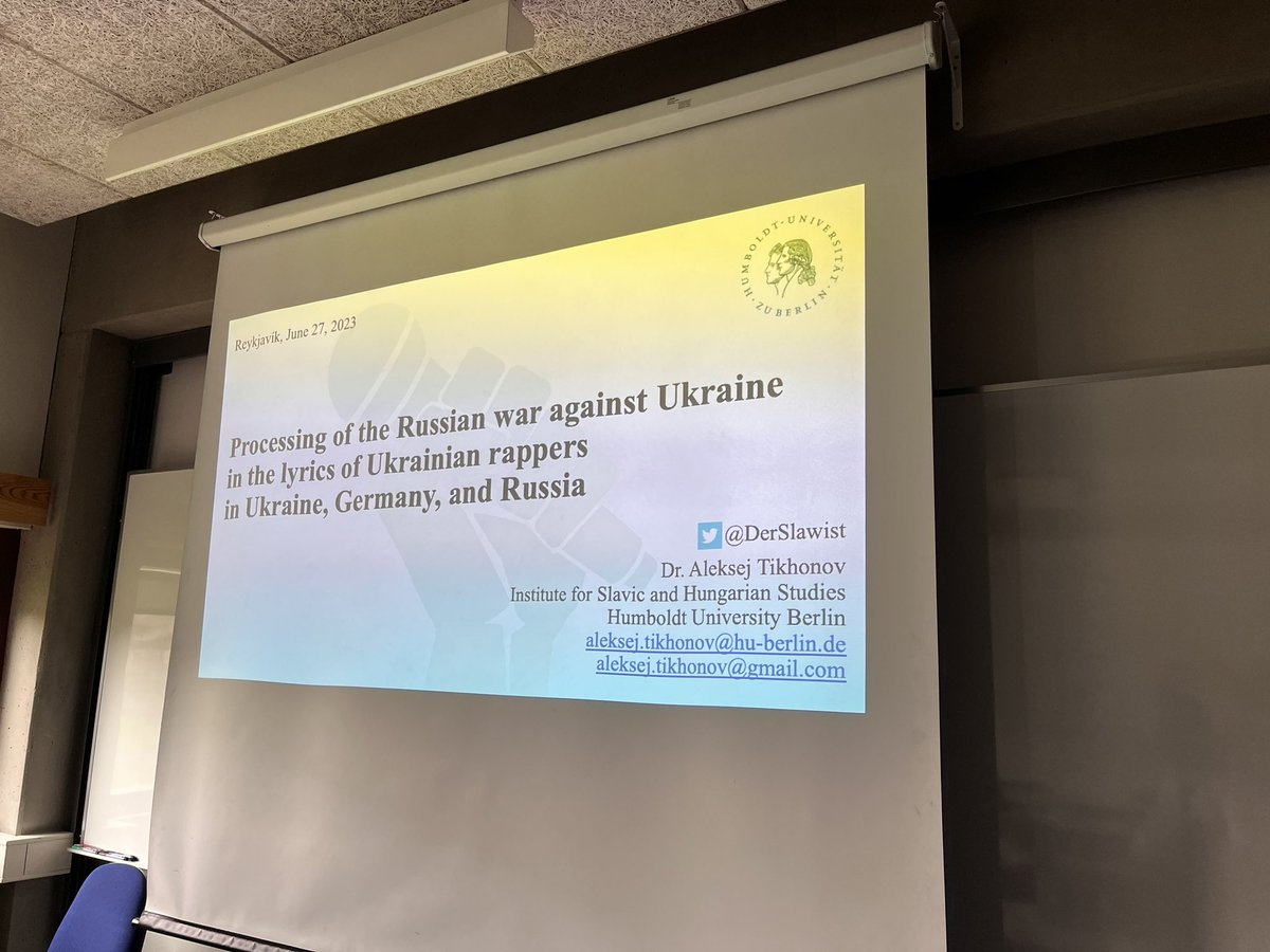 Our panel on the #RussianUkrainianWar &amp; popular music is about to start-first up @derslawist on Ukrainian Rappers, then @AnnaSchwenck on political violence in music &amp; finally me on the use of #PopularMusic as a #softpower #tool @ 29th Int. Conference of Europeanists @ces_europe