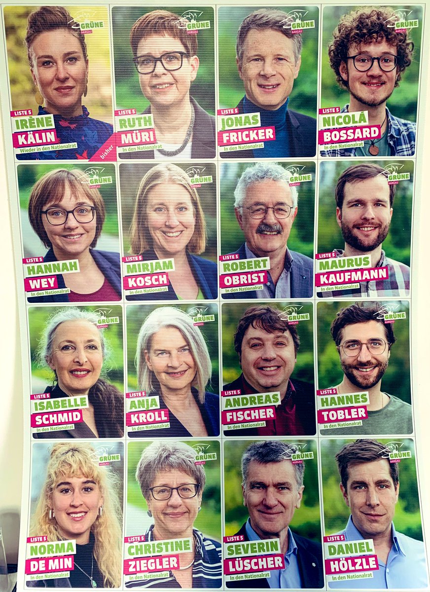 Hauptliste der <a href="/gruene_aargau/">Grüne Aargau</a> #Nationalratswahlen #Aargau #NRW23 💚#GrünGewinnt #WahlCH23