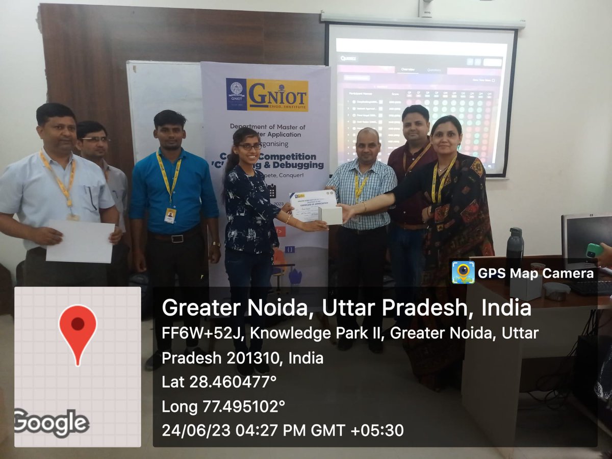 GNIOTCollege's tweet image. 📅 MCA department organized "C" Coding & Debugging competition with 3 rounds. Congrats to the winners! 🏆
Website: gniotgroup.edu.in
Toll-Free No.: 18002746969 ☎
🎉 #CodingEvent #Competition #MCAStudents #WinnersAnnounced #SkillsDevelopment #Leadership #GNIOT 💻🏆