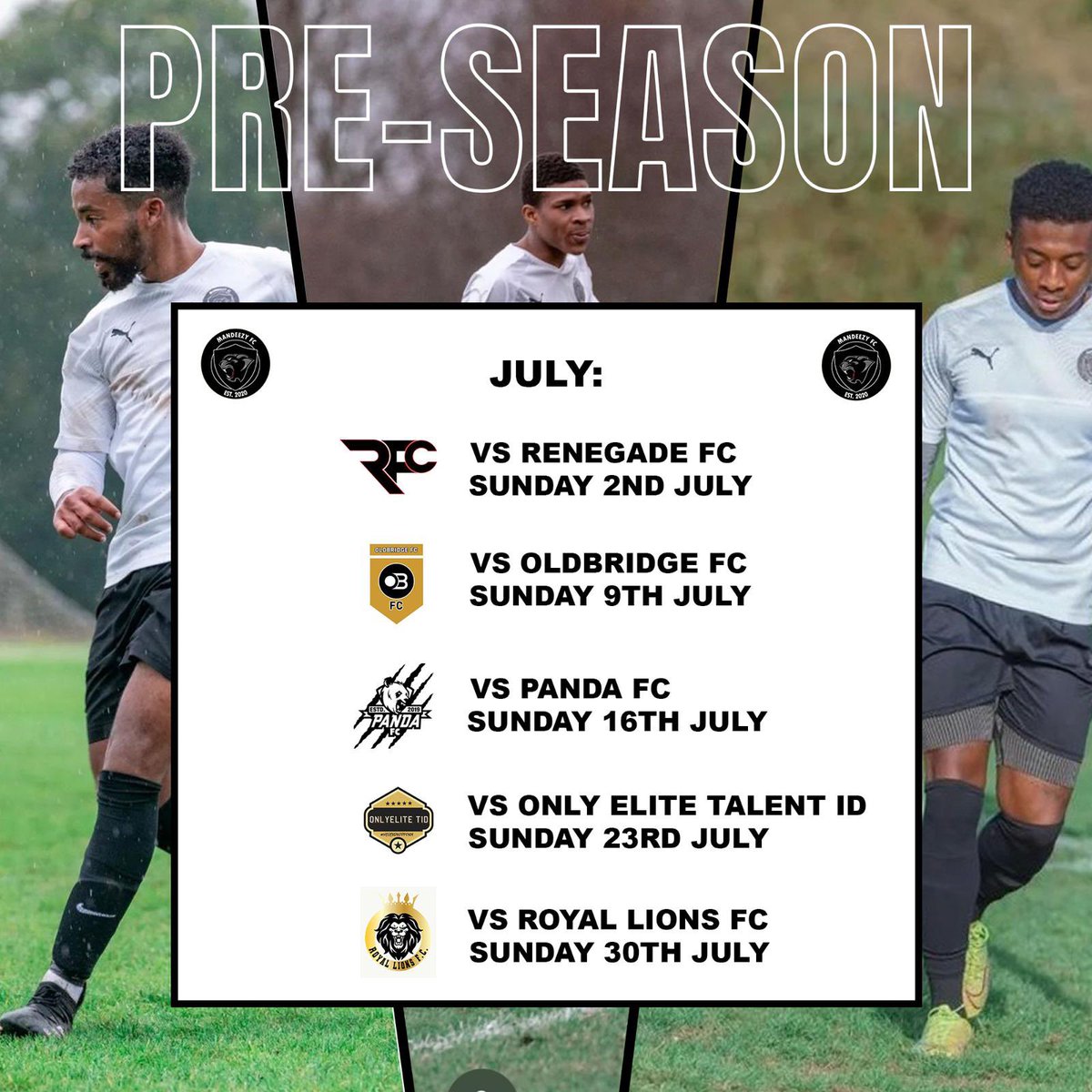 FcMandeezy's tweet photo. PRE-SEASON IS HERE! AFTER A LONG NEEDED BREAK, THE BOYS ARE BACK‼️

A month full of games to get our sharpness back! We have a new and exciting squad to experiment with, we’re so excited to be back!

5 GAMES IN JULY, WE BEGIN THIS SUNDAY 🐺🖤 https://t.co/CY1NE0EH8p