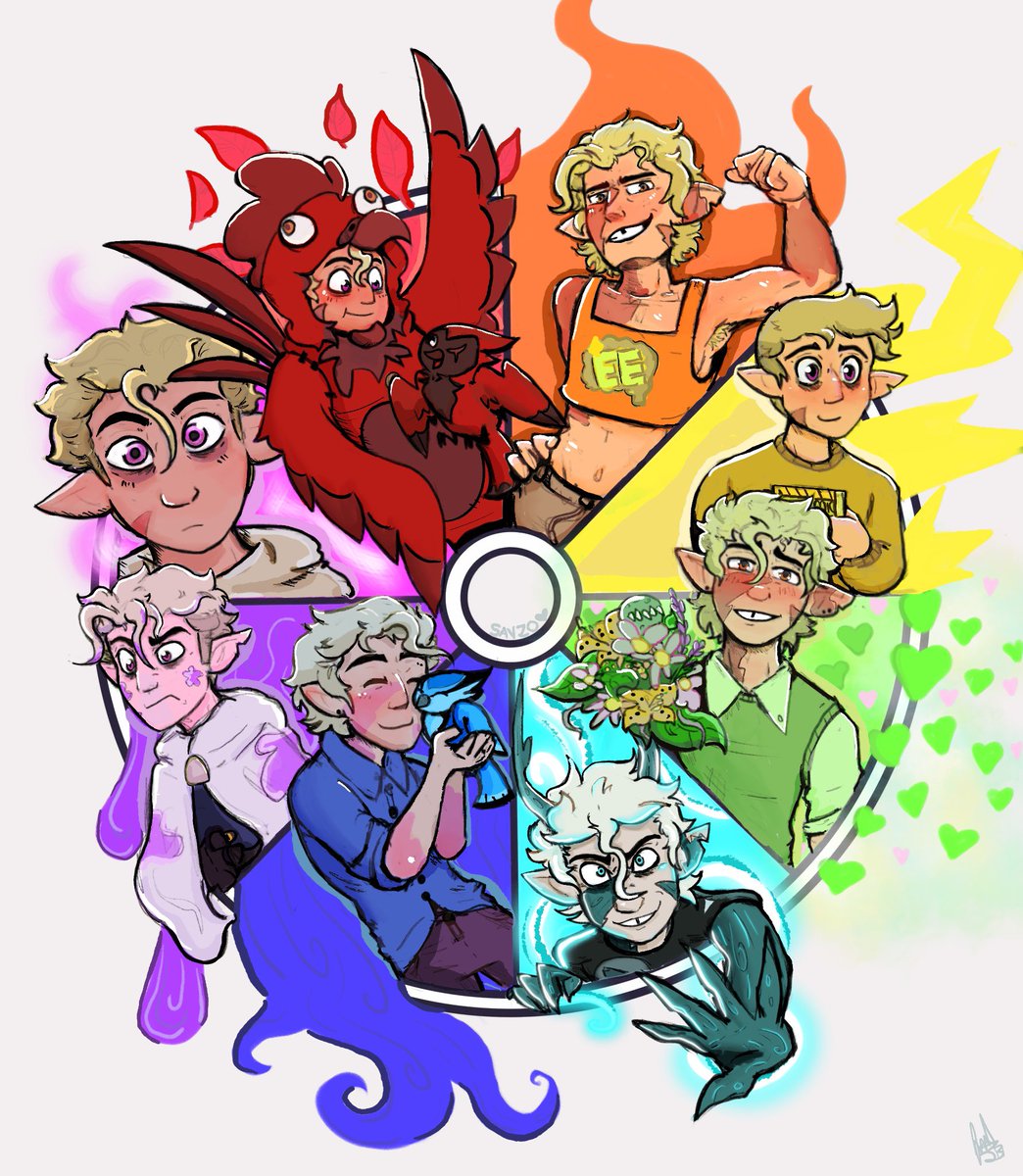 I was gonna clean up the lines but honestly fell for the sketchy look. Heres my color Hunter Color Wheel!  #TheOwlHouse #toh #huntertoh #HunterDeamonne #HunterNoceda #Hunter #thegoldenguard #theowlhousefanart #colorwheel #colorwheelchallange #thebestboy #flapjack #waffles