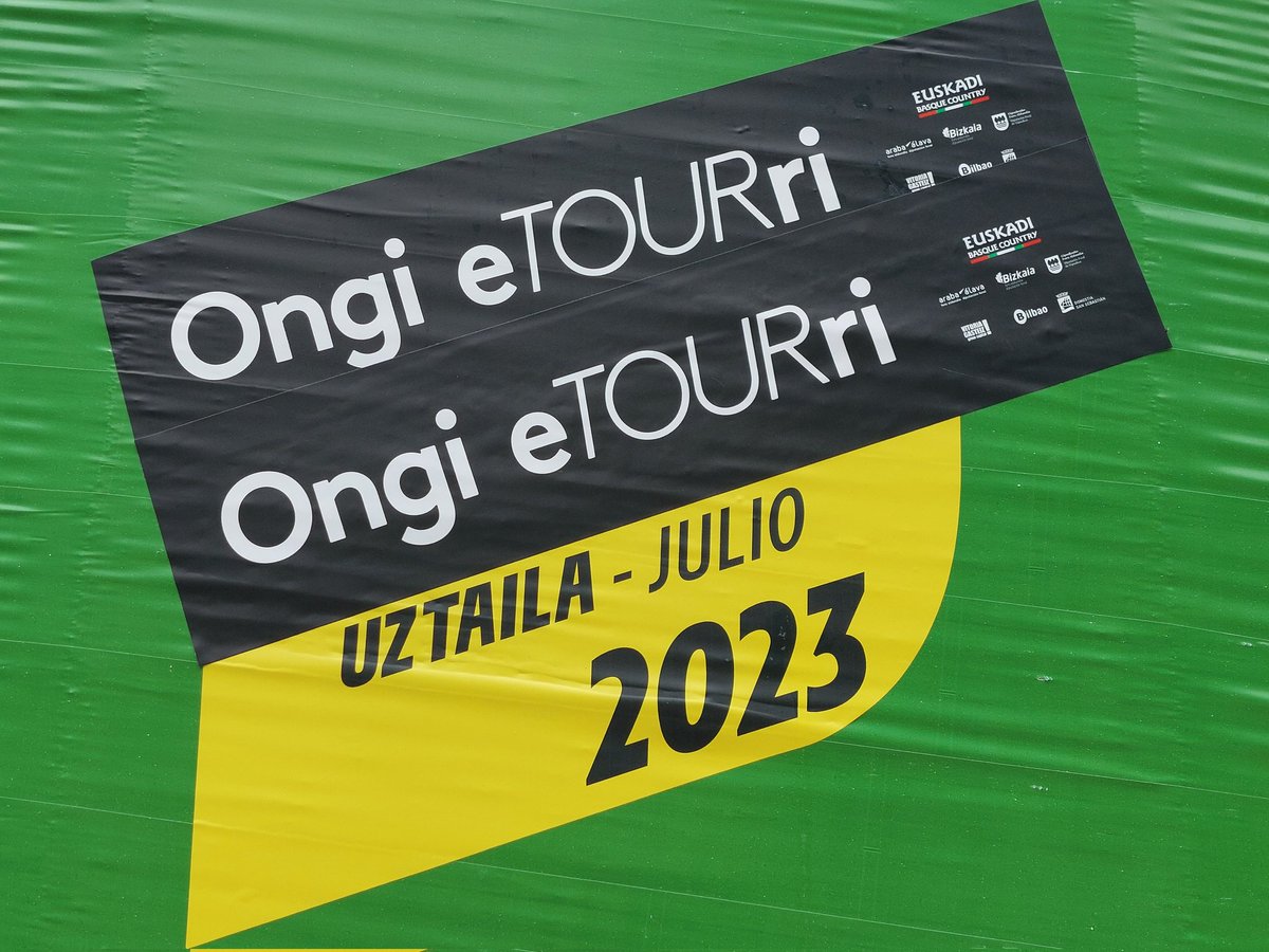 A J-5 du départ samedi 1er juillet #tdf2023  intense activité à #Bilbao. Le #paysbasque s'apprête à voir la vie en jaune pendant 3 jours #SanSebastián #bayonne .